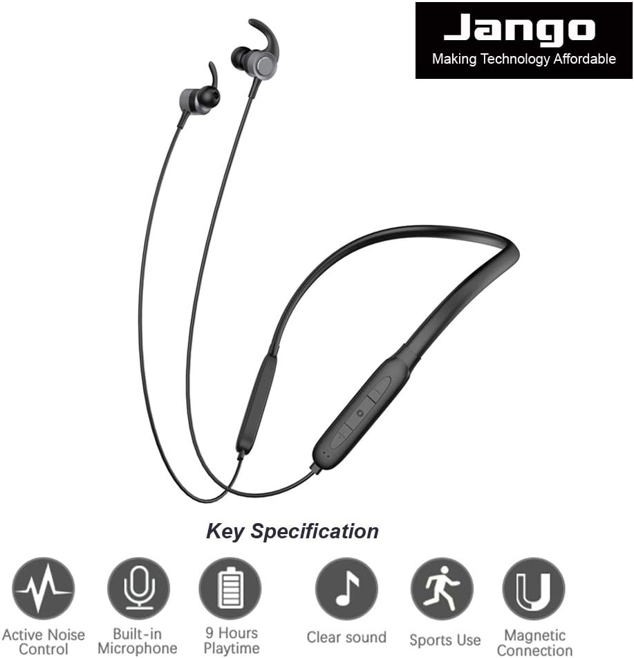 Jango Insane 90 with Google Assistant & Active Noise Cancellation Bluetooth Headset with Mic (Black, in The Ear)