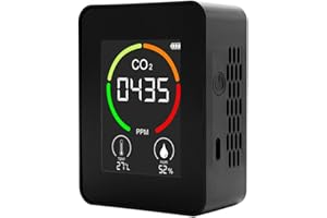 Shkalacar Co2 Detector Air Quality Monitor CO2 Temperature Humidity Sensor Digital Indoor Air Pollution Tester Monitor LCD Display with Backlit