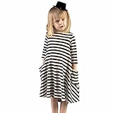 Orangeskycn Daughter Black White Striped Dress Casual Family Clothes Girls Dress