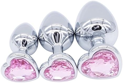 Aimyoo Pack of 3 Heart-shaped Steel Jeweled Sexy Stimulation Toys Small/Medium/Large Pink