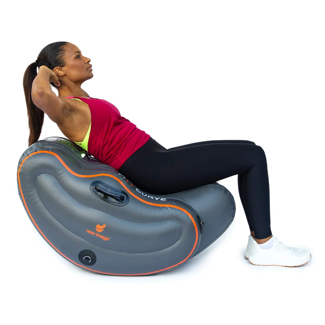 New Image FITT Curve Inflatable Total Body Workout System - Core Strength, Balance & Flexibility Trainer with Resistance Bands & Exercise Guide - Portable Home Fitness Platform