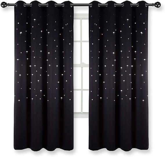 Amazon.com: Kotile Kids Star Blackout Curtains - Star Cutouts Nusery