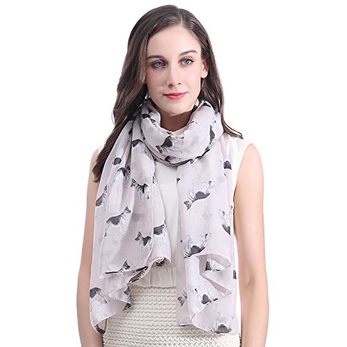 Lina & Lily German Shepherd Dog Print Large Scarf Lightweight (Beige)