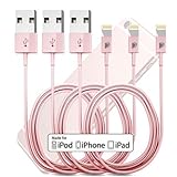 Dreo 3-Feet 8 Pin to USB SYNC Lightning Cable for iPhone 5/5s/5c/5se,6/6s,6/6s Plus,iPod,iPad Mini,iPad,iPad Air - 3 Pack - Rose Gold (MFI Apple Certified)