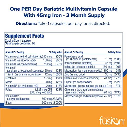 Bariatric Fusion One Per Day Bariatric Multivitamin with Iron Easy to