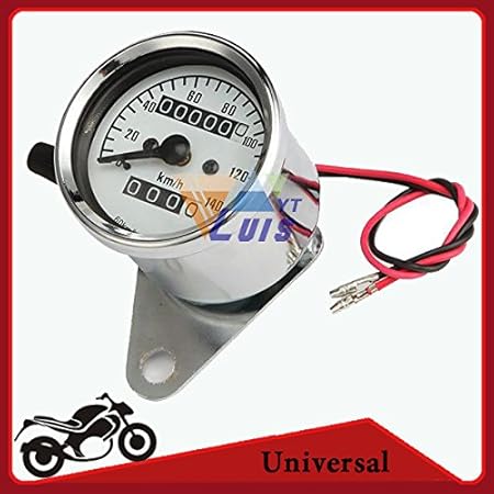 Amazon ユニバーサル オートバイ スピード メーター走行距離0 140 キロメートル 時間デュアル スピード ゲージ付き ナイト ライト用atv ダート バイク ピット バイク スクーター スピードメーター 車 バイク