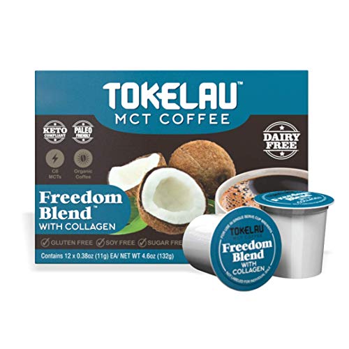 Tokelau Keto Coffee Pods with Collagen Creamer, Keto Collagen to Support Gut Health and Restore Youthful Skin, Hair, Nails- No Added Sugars, Dairy Free