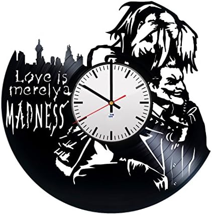Modern Vinyl Record Wall Clock With Harley Quinn Joker Design - Unique Bedroom or Living Room Wall Decor - Original Gift Idea For Boys and Girls - Exclusive Comics Superheroes Fan Art