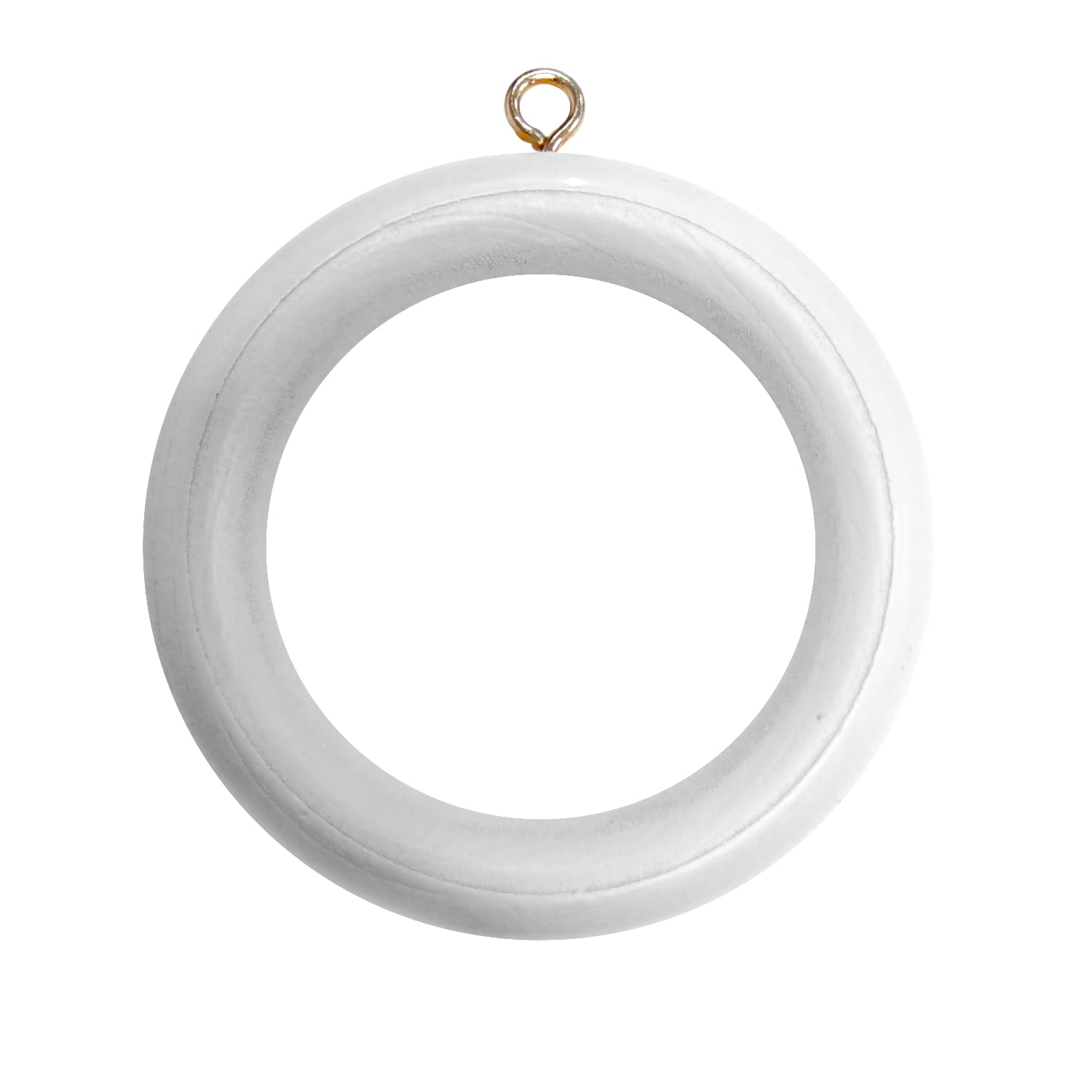Merriway BH05962 (10 Pcs) Wooden Curtain Drapery Pole Rod Rings with Screw Eye, Inner Diameter 45 mm (1.88 Inch) Outer Diameter 70 mm (2.3/4 Inch), White - Pack of 10 Pieces