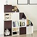 MaidMAX Closet Shelf Open Storage Bin Organizer with Label Holder, Sloped Cut, Foldable, Brown, Set of 3