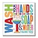 The Stupell Home Décor Collection Wash With Soap And Water Colorful Bathroom Wall Plaque, 12 x 0.5 x 12, Proudly Made in USA