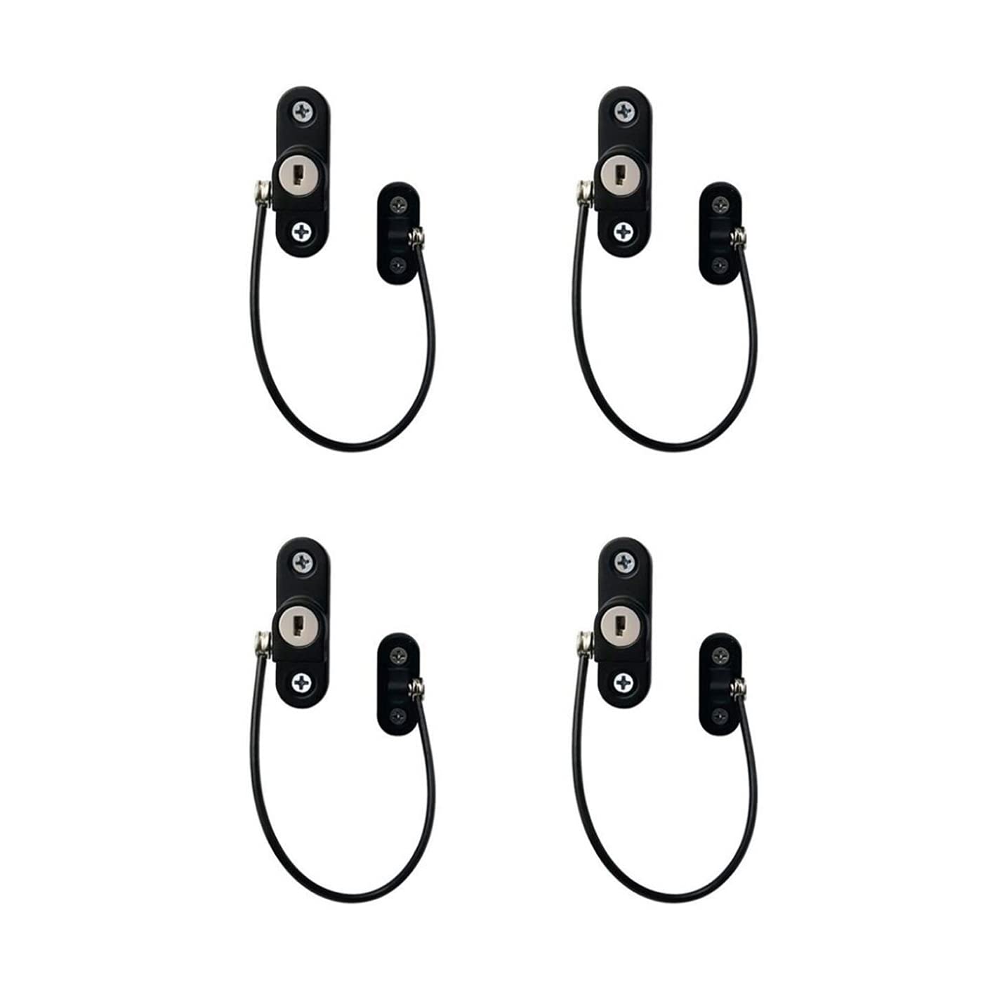 Hsthe Sea 4 Pieces Child Window Limit Locks UPVC Baby Safety Window Locks with Screw Key for Baby, Child Safety, Window Locks, Door Locks for Home, Public School and Commercial(Black)