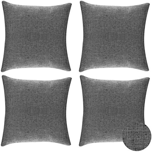 Gray Throw Pillow Covers Home Decor Square Pillow Cover for Sofa Faux Linen Pillow Covers 18x18 Throw Pillow Covers Set of 4 COVERS ONLY