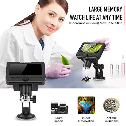 WiFi HD Microscope 1080P 4.3 inch LCD Screen, VSATEN Wireless Digital 50X-1000X Magnification Zoom USB Microscope Camera 2.0 Megapixels 8 Led Camera Video Recorder for iPhone Android Windows Mac Linux - Thumbnail 6