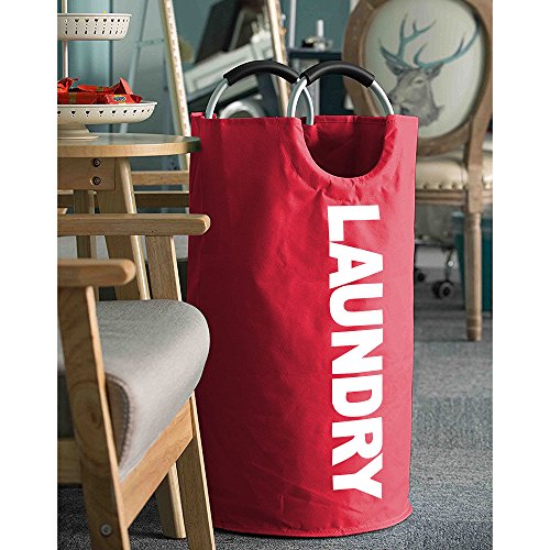 BAYCHEER 600D Oxford Waterproof 60L Large Capacity Collapsible Foldable Laundry Basket/Hamper/ Clothes Bag/Washing Bin with Alloy Handle for Heavy Duty, Clothes, Books, Toys Storage, College, Camping