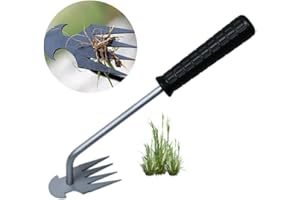 WPOZD Weed Puller Tool Professional Garden Weed Pulling Tool - 4 Teeth Manganese Steel Forged Hand Weeder for Quick and Effective Weed Removal - Ideal for Vegetable Gardening and Farm Planting
