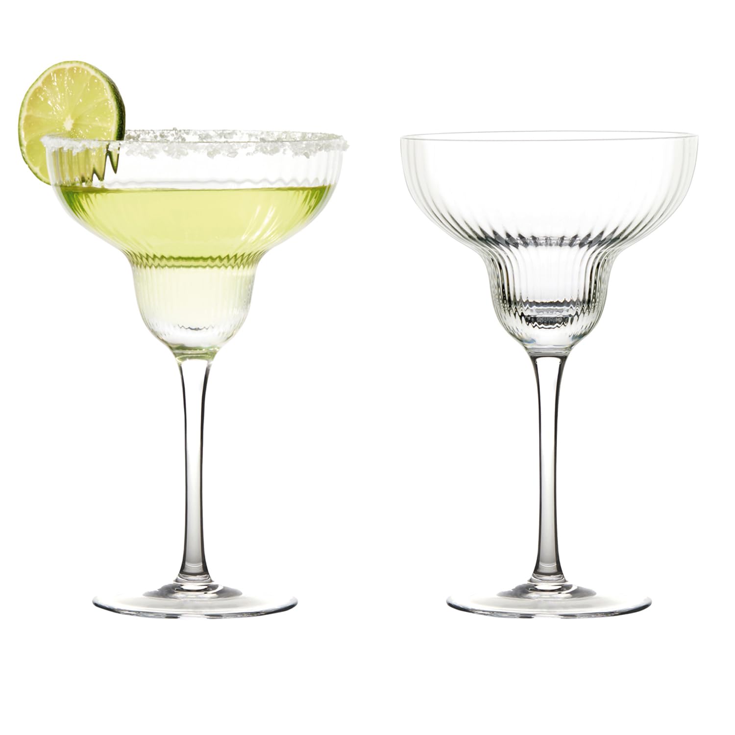 Anton Studio Designs Empire Handmade Margarita Glasses Perfect for Margaritas, Daiquiris, Pina Coladas or Desserts - 400 ml - Clear - Set of 2 Elegant Cocktail Glasses