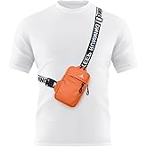 Peicees Mini Crossbody Sling Bag Chest Bag Dual Pocket Water Resistant Fanny Pack Running Phone Holder for Men Women Workout Travel, Orange