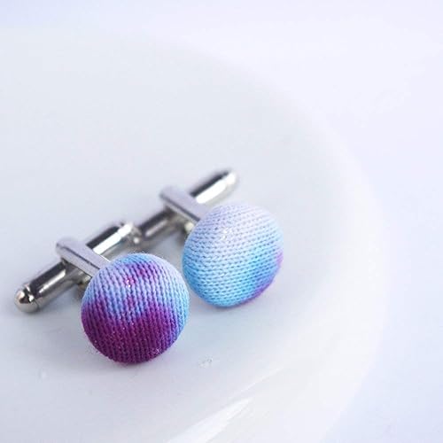 Bouton De Manchette Hippie Baba Cool Tie Dye Violet Bleu
