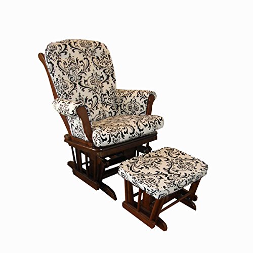 Cotton Tale Designs Girly Glider with Ottoman, Black/White/Floral Espresso