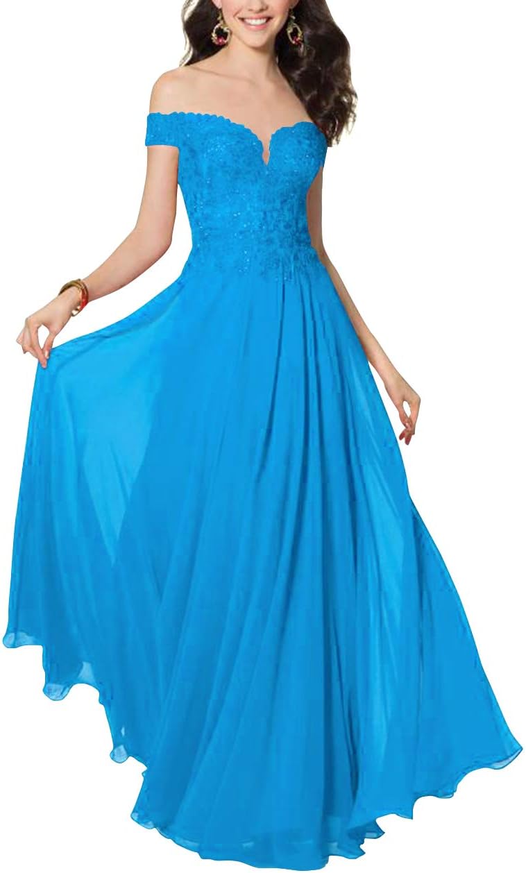 JAEDEN Prom Dress Long Chiffon Evening Party Gown Off Shoulder Prom Gown Evening Dress