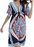 Oryer Womens V-neck Swimwear Cover-up Bathing Suit Beach Dress Loose Cover Ups
