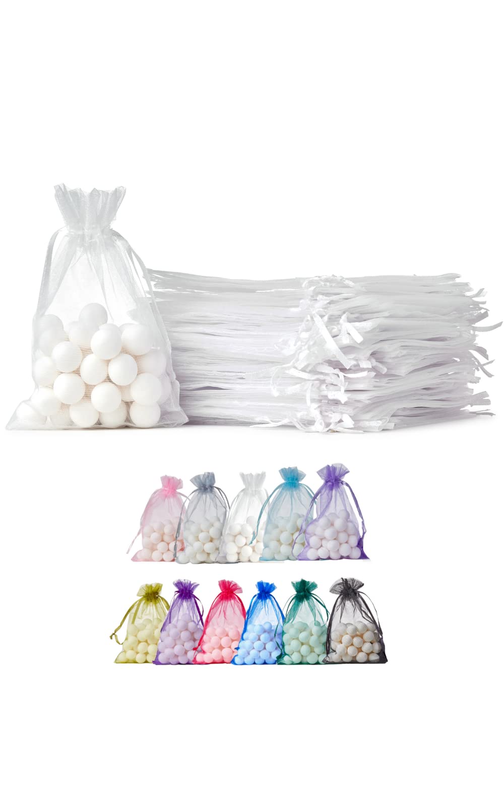 Soul Projekt 100pcs Organza Gift Bags, White 10x15cm, Drawstring, Multi-purpose, Wedding, Baby Shower, Christmas