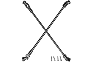 RCHuiWow RC Free to Cut Length Universal Driveshaft Upgrades Part for 1/10 RC Crawler SCX10 I II III TRX4 Capra,LCG DIY Stainless Steel Universal Joint Drive Shaft,2PCS,Black
