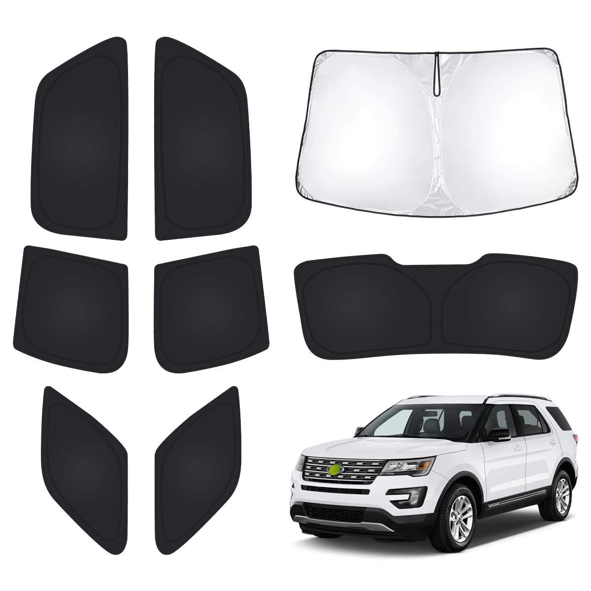 Photo 1 of T TGBROS Windshield Sun Shade for Ford Explorer 2011-2019 Car Window Shades Thicken UV Block and Blackout Privacy Foldable Sunshades 8PCS Accessories Keep Cool Sun Visor Covers