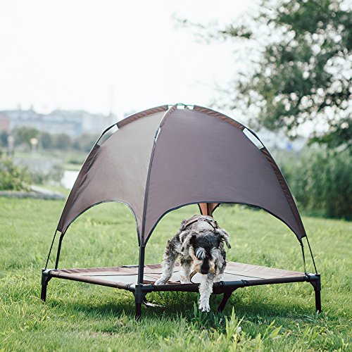 SUPERJARE Large Outdoor Dog Bed, Elevated Pet Cot with Canopy, Portable