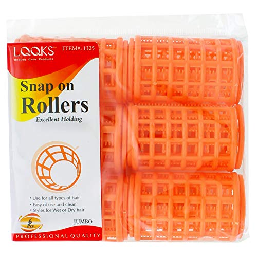 Snap On Hair Rollers Curler Wave Set Large Jumbo Medium Small Size Salon Quality (JUMBO ORANGE