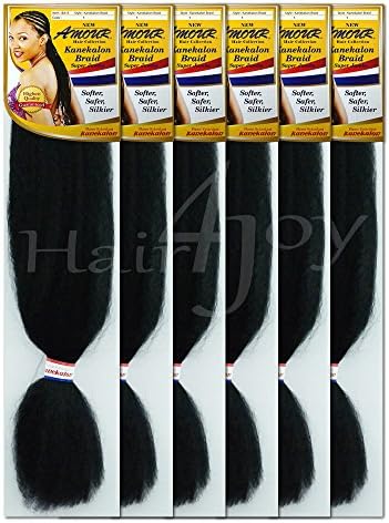 [6PACKS DEAL] Afrelle 100% Kanekalon Jumbo Braid Hair-Amour-NEW BORN FREE (1-JET BLACK)