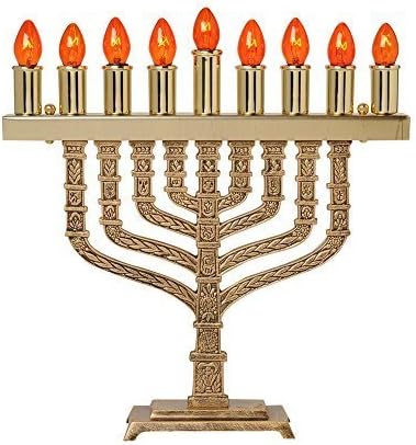 Israel Giftware Designs Electric Brass Menorah Comes with a set of bulbs-EM-665