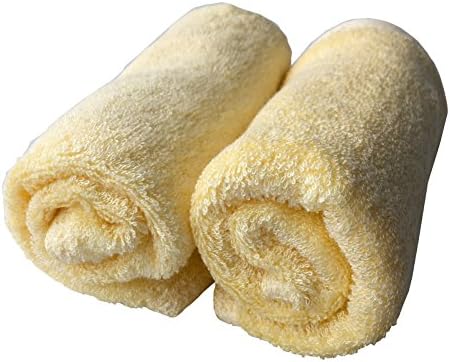 Bladies Bamboo Viscose Kids Hand Towel Bath Washcloth, Perfect for Sensitive Skin, Pack of 2, 11"x20",Yellow