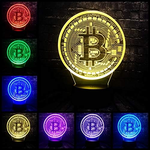 3D Illusion Led 7 Color Change USB Base Luster Acrylic Panel Bitcoin Room Decor Bedside Night Mood Lamp Holiday Friend Gift