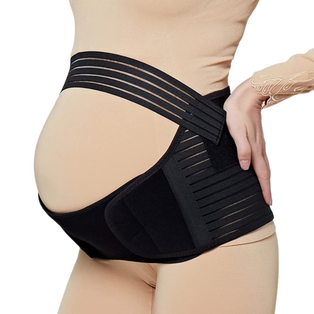 Photo 1 of -Pack 3-In-1 Pregnancy Support Maternity Belt Belly Belt Waist Care Abdomen Support Back Brace Pregnancy Protector (Black, X-Large)
