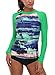 CharmLeaks Womens rashguard long sleeve rashguards rashguard swimsuit rashguard top Green Medium