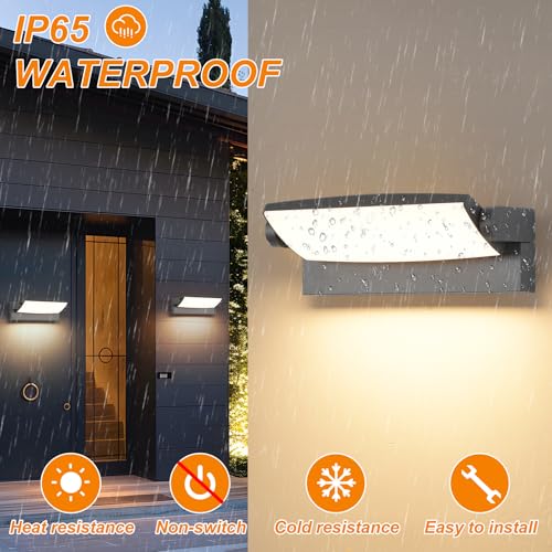 SANSHI Outdoor Light 30 W, Wall Light Indoor Outdoor 3000 K / 4000 K / 6500 K Waterproof IP65 Outdoor Light Wall Lamp with 350° Swivel LED Panel, Outdoor Wall Light for Garden Patio, Dark Grey