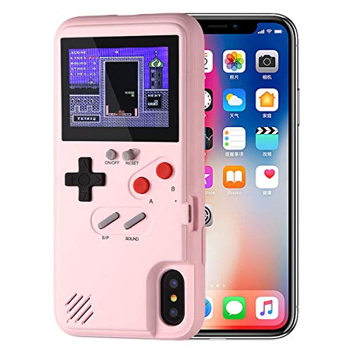 KOBWA Gameboy Case for iPhone,Retro 3D Gameboy Design Style Silicone Cover Case with 36 Small Games,Color Screen,Video Game Cover Case for iPhone X/MAX,iPhone8/8 Plus,iPhone 7/7 Plus,iPhone 6/6Plus