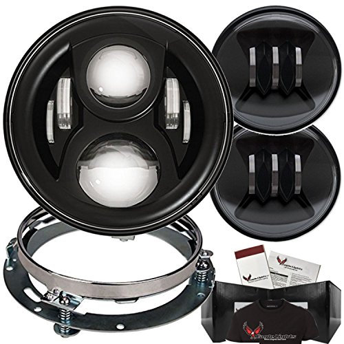 Eagle Lights LED Headlight Kit - Black Generation 2 7" Round Daymaker with Matching Passing Lights and Adapter Ring