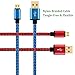WITPRO Micro USB Cable 6-Feet, Nylon Braided and Gold-Plated USB-A To Micro-B Data/Charging Cord For Android Phones, Samsung Galaxy S6/S7 Edge, LG G3/G4, HTC, (Pack-2) Blue/Red