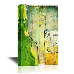 Beer Bottle and Glass on Vintage Background