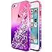 iPhone 8 Case, iPhone 7 Case with Tempered Glass Screen Protector for Girls Women Kids, NageBee Glitter Liquid Sparkle Bling Floating Waterfall Diamond Shockproof Cute Case for iPhone 7/8 -Pink/Purple