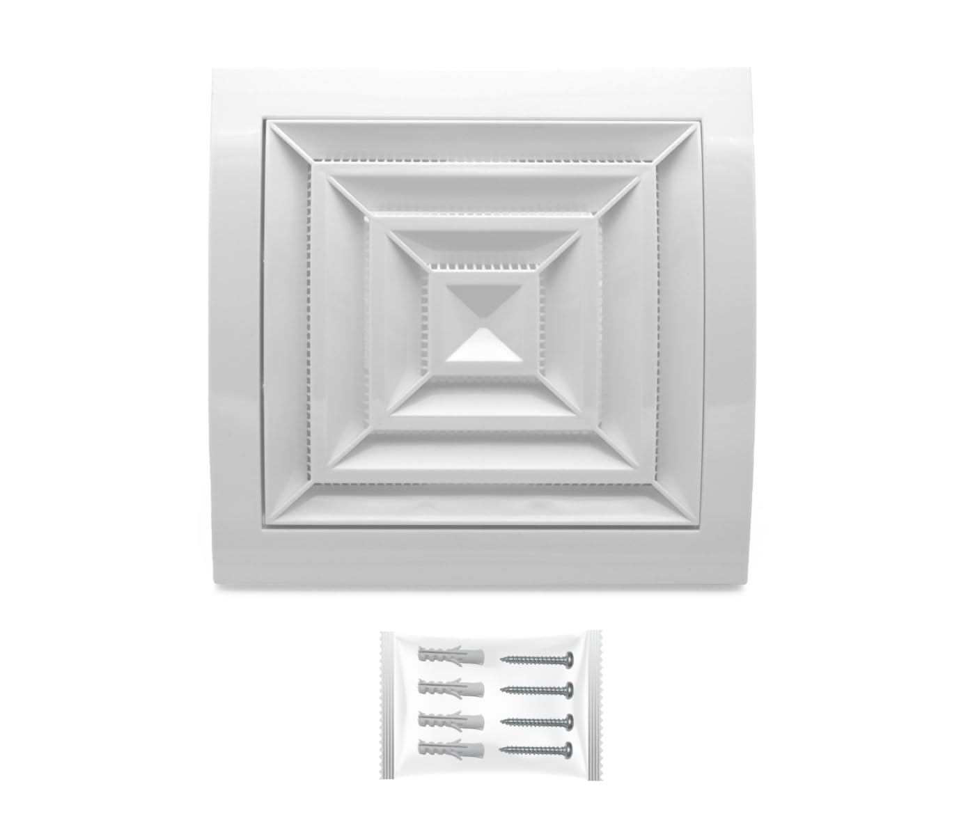H&C VENT Exhaust Air Diffuser with Connector & Valve │ Ventilation Grilles │ Ducting Hose Vent Cover │ Duct Pipe Extractor Covers for Bathroom Fan Wall Ceiling Window │ Inside & Outside