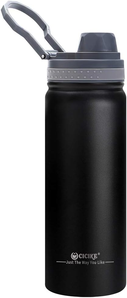 cicike Upgraded Insulated Water Bottle with Handle and Spout Lid, Stainless Steel Water Bottle with BPA Free Lid, Wide Mouth Metal Water Bottle, Keeps Water Stay Cold for 24 Hours and Hot 12