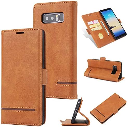 AKOPUGA Compatible with Samsung Galaxy Note 9 Wallet Case, PU Leather Flip Folio Case, Full Body Protective Case w/Card Holder/Cash Slots Magnetic Closure Cover for Galaxy Note 9 Brown