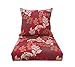 BOSSIMA Indoor and Outdoor Cushion, Comfortable Deep Seat Design, Premium 24 inch Replacement Cushion, includes Seat and Backrest, Red/Brown Floral