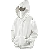 GIJOVANA Balaclava Hoodie Warm Zip Up Sweatshirts Hooded Fleece Jackets Windproof Outfits Streetwear Oversized Unisex