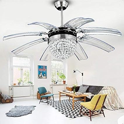 Fandian 42 Modern Ceiling Fan With Light Crystal Led Chandelier