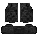 FH GROUP FH-F11307 Semi Custom Trimmable Heavy Duty Rubber Floor Mats Front & Rear - Black 3pc Set